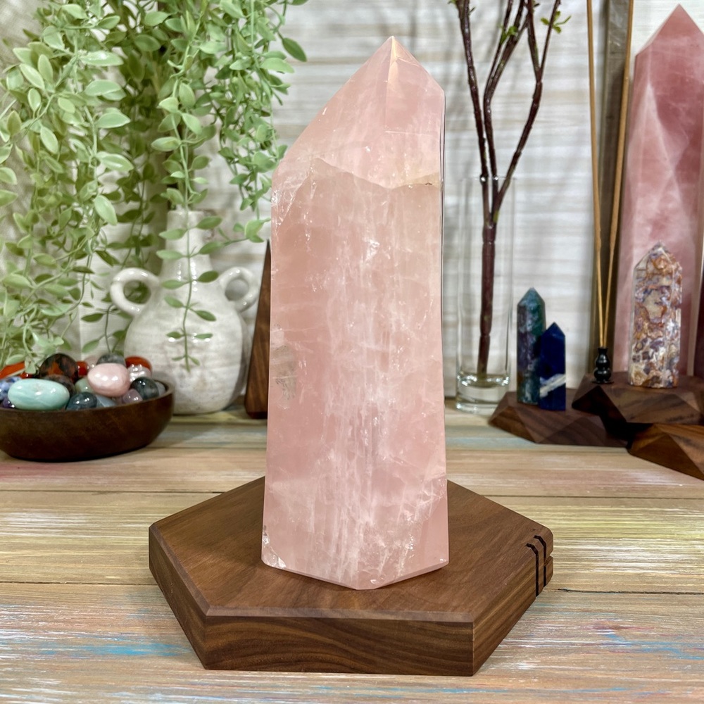 0011 Rose Quart Crystal Tower - Extra Large 7-1/2 Inches 4+ Pounds - Picture 3 of 5